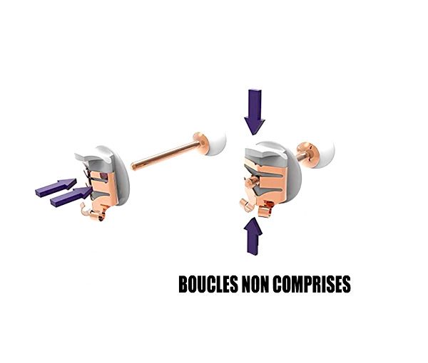 2 PAIRES FERMOIR SÉCURITÉ ACIER/PVD ROSE
